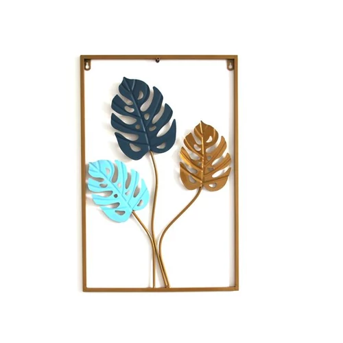 Fali fém dekoráció, színes páfrányfenyő levelek 60x40 cm Exod ML19
